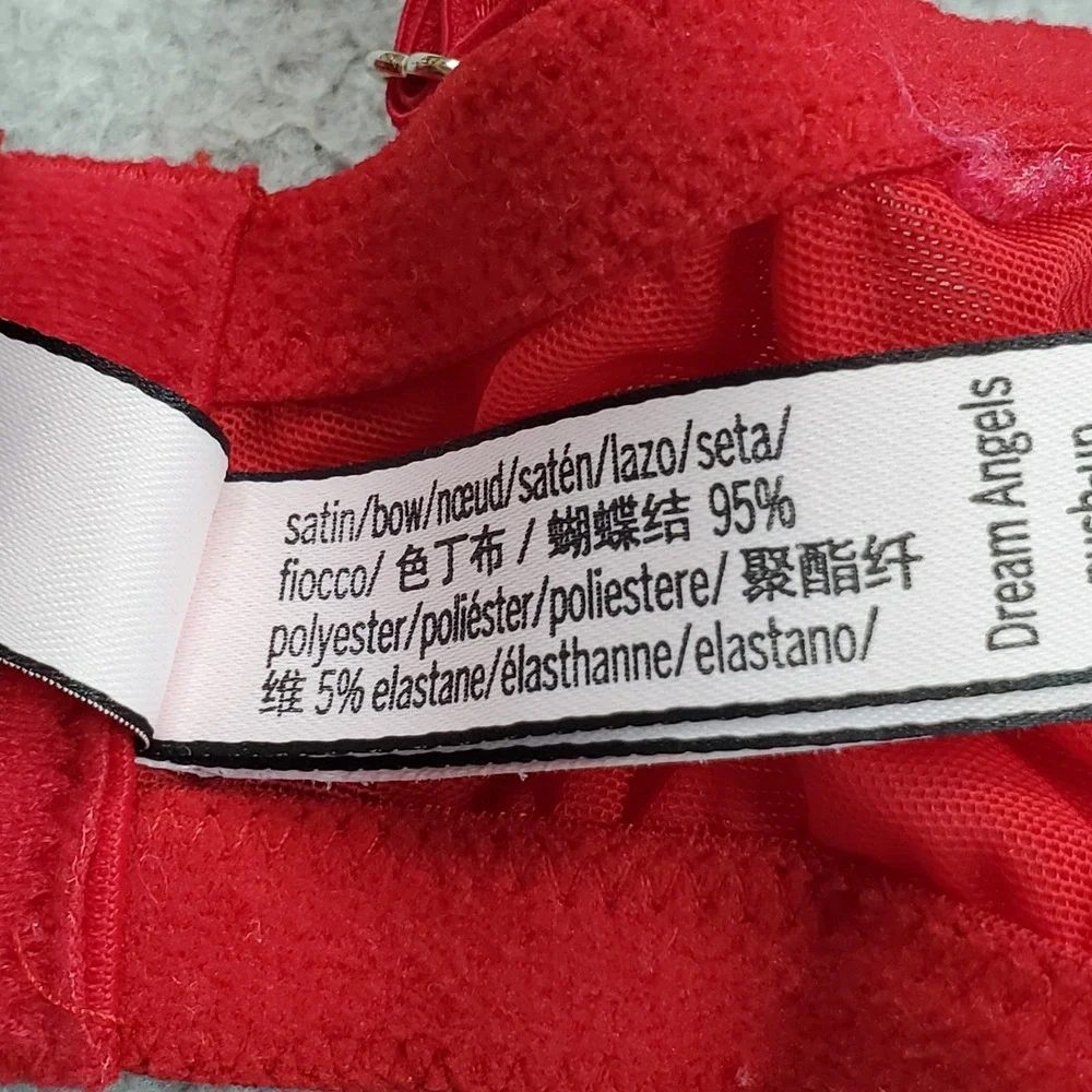 Victoria Secret Women Bra 36DDD Red Dream Angels Push Up Underwired Bow